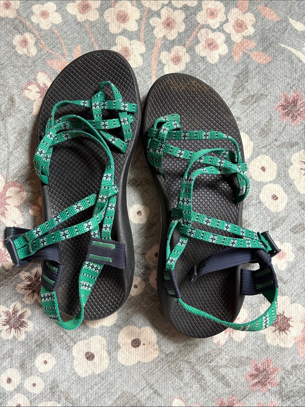 Chaco Green Patterned Strappy Outdoor Sandals